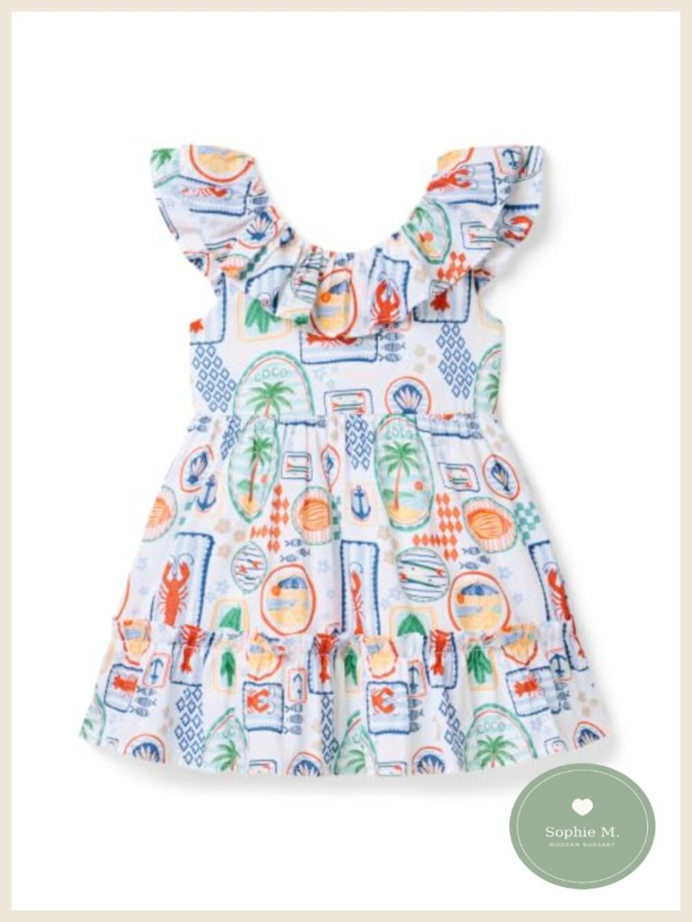Janie and Jack Girls Nantucket Coast Dress Short Sleeve Fully Lined